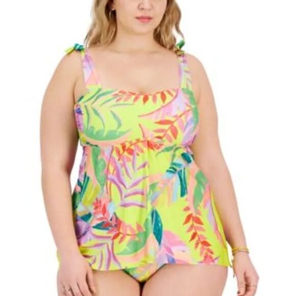 Becca Plus Size Costa Bella Tie-Strap Tankini Swim swimsuit Top $98 0X(14-16) - Picture 4 of 9